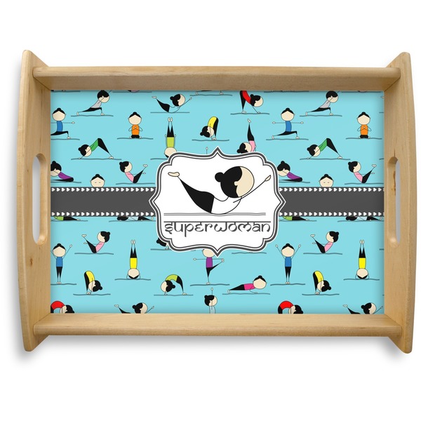 Custom Yoga Poses Natural Wooden Tray - Large (Personalized)