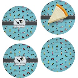 Yoga Poses Set of 4 Glass Appetizer / Dessert Plate 8" (Personalized)