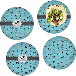 Yoga Poses Set of 4 Glass Lunch / Dinner Plate 10" (Personalized)