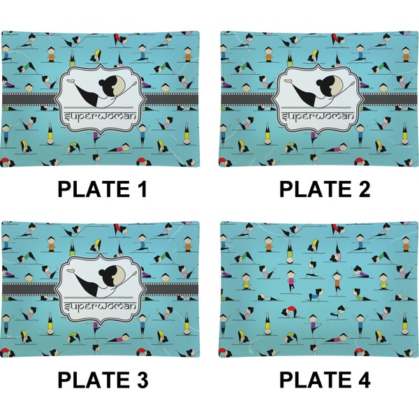 Yoga Poses Set of Rectangular Appetizer / Dessert Plates (Approval)
