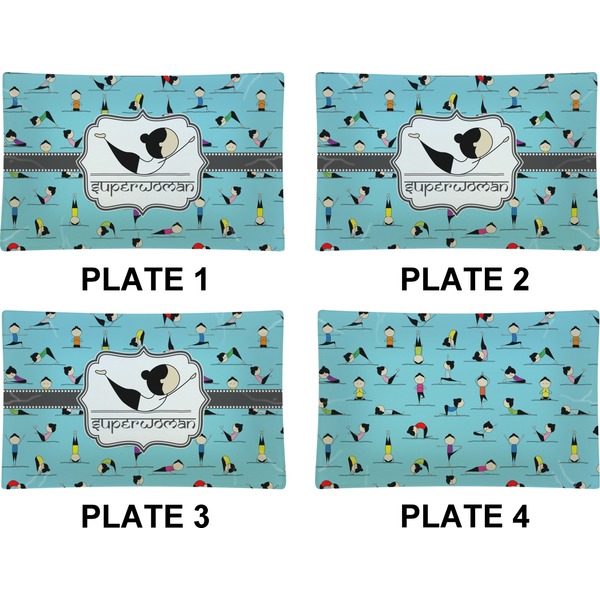 Yoga Poses Set of Rectangular Dinner Plates (Approval)