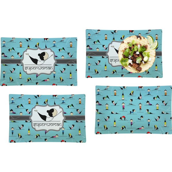 Yoga Poses Set of Rectangular Dinner Plates