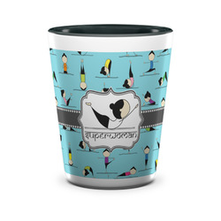 Yoga Poses Ceramic Shot Glass - 1.5 oz - Two Tone - Set of 4 (Personalized)