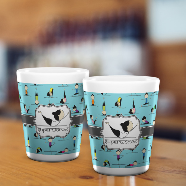 Yoga Poses Shot Glass - White - LIFESTYLE