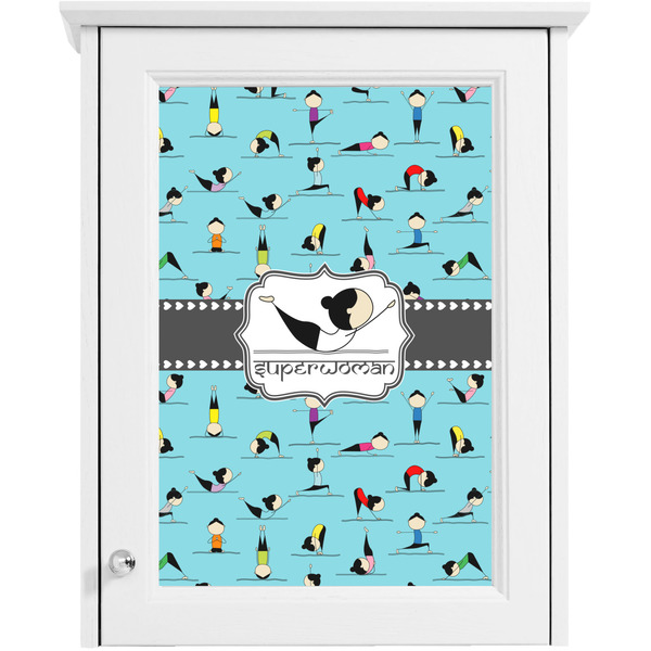 Yoga Poses Single White Cabinet Decal