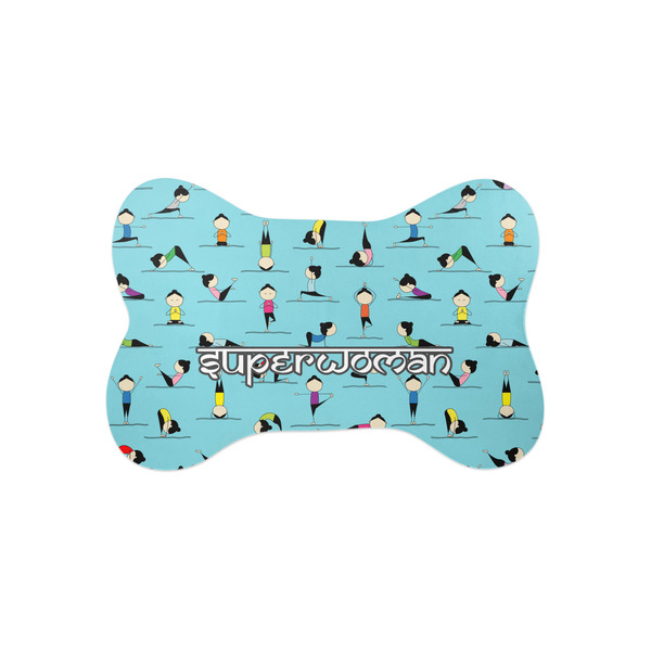 Custom Yoga Poses Bone Shaped Dog Food Mat (Small) (Personalized)