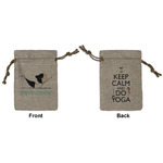Yoga Poses Small Burlap Gift Bag - Front & Back (Personalized)