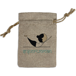 Yoga Poses Small Burlap Gift Bag - Front (Personalized)