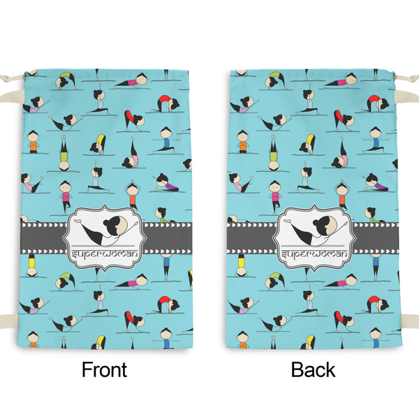 Yoga Poses Small Laundry Bag - Front & Back View