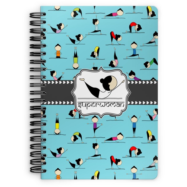 Custom Yoga Poses Spiral Notebook - 7x10 w/ Name or Text