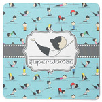 Yoga Poses Square Rubber Backed Coaster (Personalized)