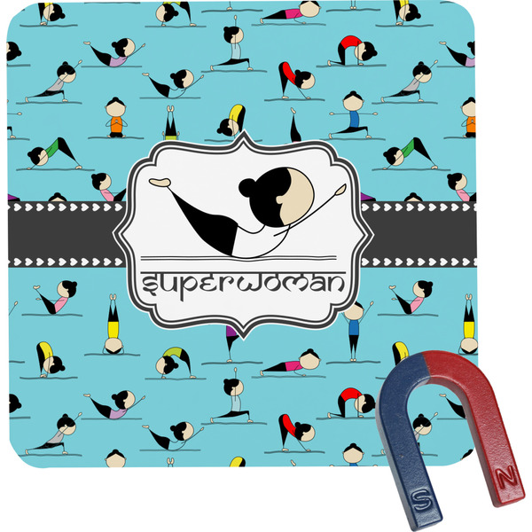 Custom Yoga Poses Square Fridge Magnet (Personalized)