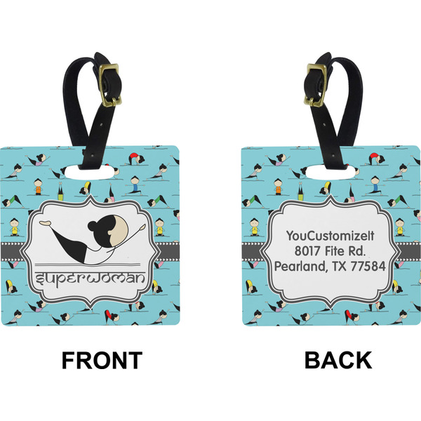 Yoga Poses Square Luggage Tag (Front + Back)