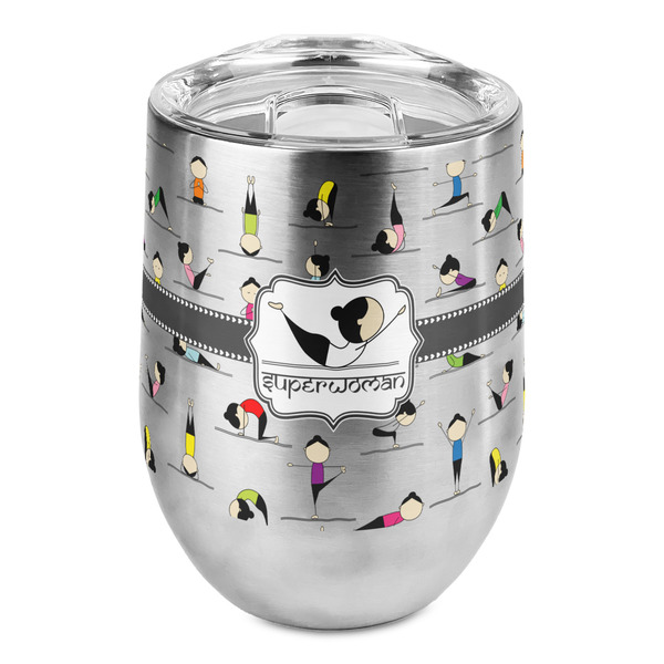 Custom Yoga Poses Stemless Wine Tumbler - Full Print (Personalized)