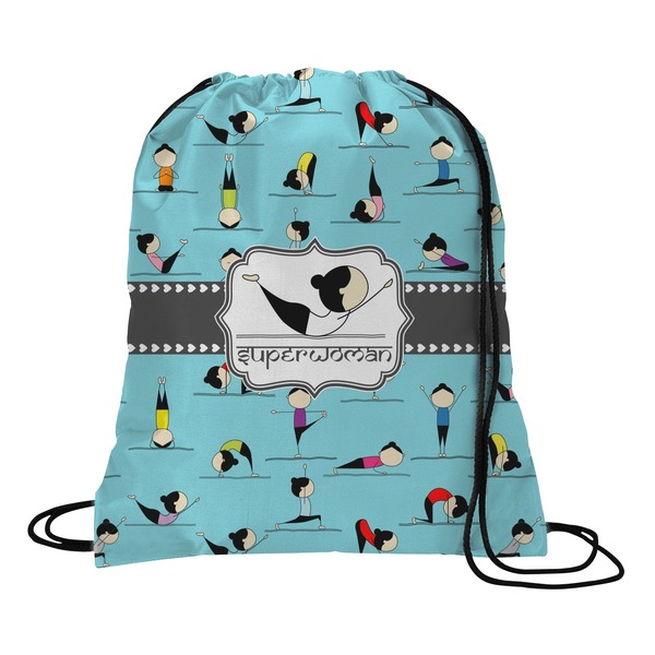 Custom Yoga Poses Drawstring Backpack - Large (Personalized)