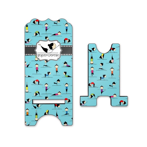 Yoga Poses Stylized Phone Stand - Front & Back - Small
