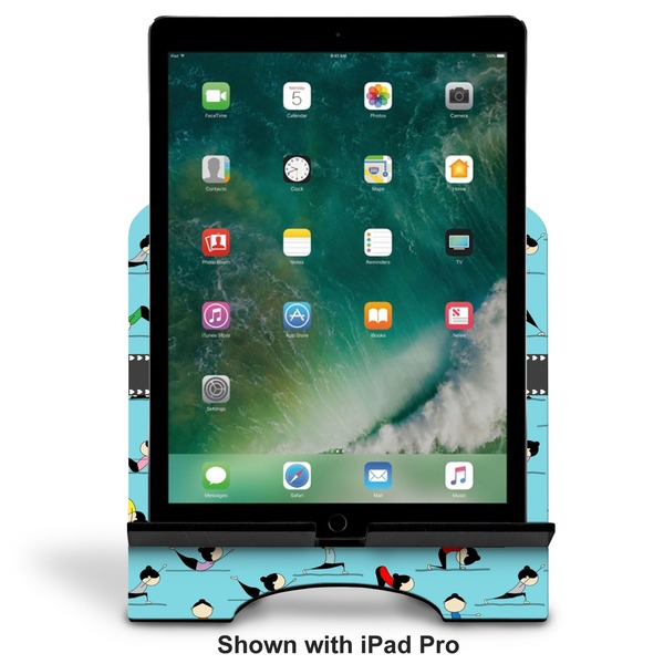 Yoga Poses Stylized Tablet Stand - Front with ipad