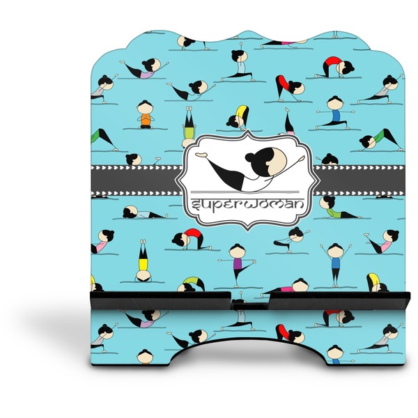 Yoga Poses Stylized Tablet Stand - Front without iPad