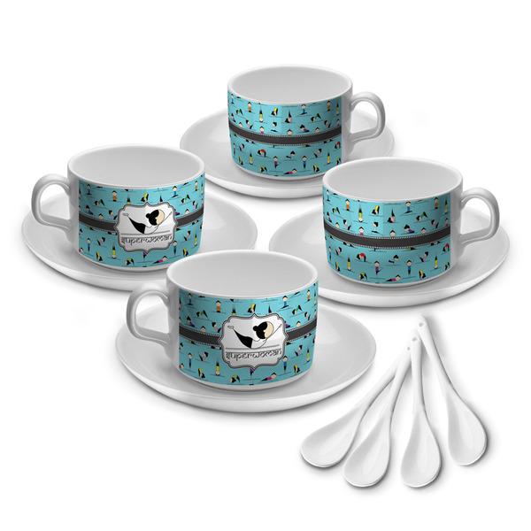 Custom Yoga Poses Tea Cup - Set of 4 (Personalized)