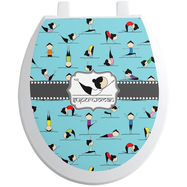 Custom Yoga Poses Toilet Seat Decal - Round (Personalized)