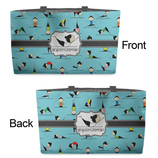 Yoga Poses Tote w/Black Handles - Front & Back Views