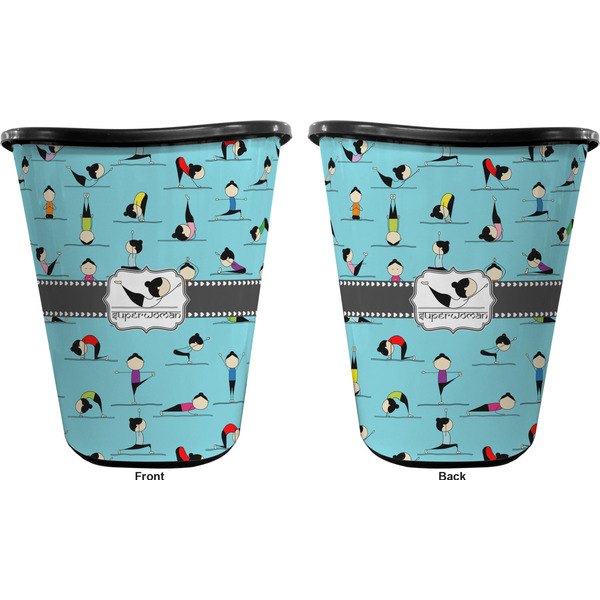 Yoga Poses Trash Can Black - Front and Back - Apvl