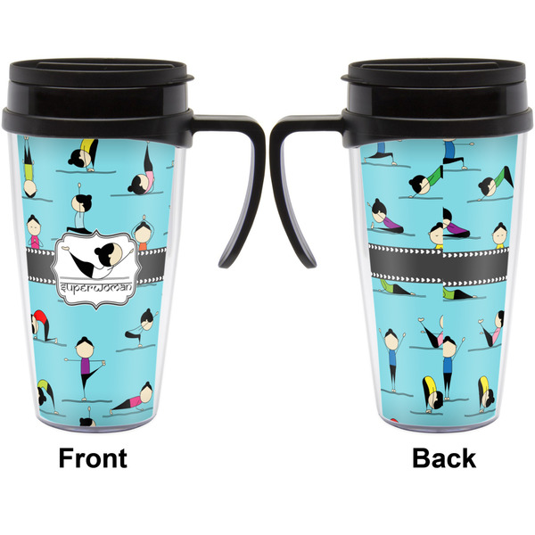 Yoga Poses Travel Mug with Black Handle - Approval