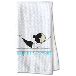 Yoga Poses Kitchen Towel - Waffle Weave - Partial Print (Personalized)