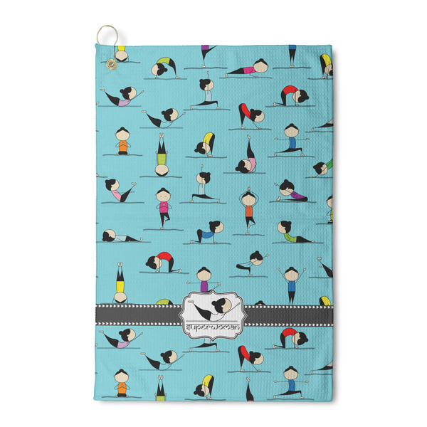 Custom Yoga Poses Waffle Weave Golf Towel (Personalized)