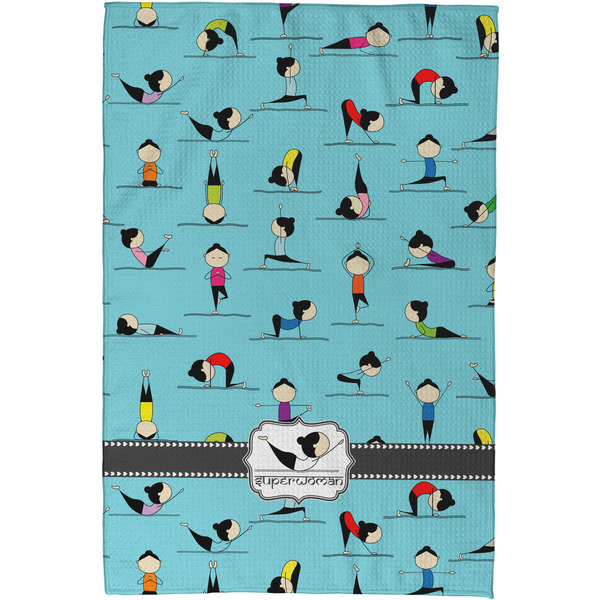 Yoga Poses Waffle Weave Towel - Full Color Print - Approval Image