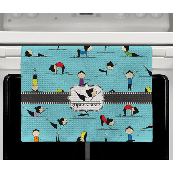 Yoga Poses Waffle Weave Towel - Full Color Print - Lifestyle2 Image