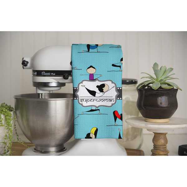 Yoga Poses Waffle Weave Towel - Full Color Print - Lifestyle Image