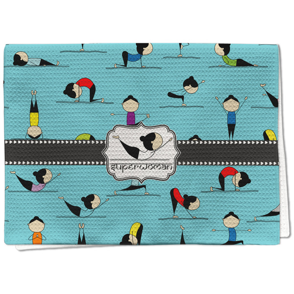 Custom Yoga Poses Kitchen Towel - Waffle Weave - Full Color Print (Personalized)