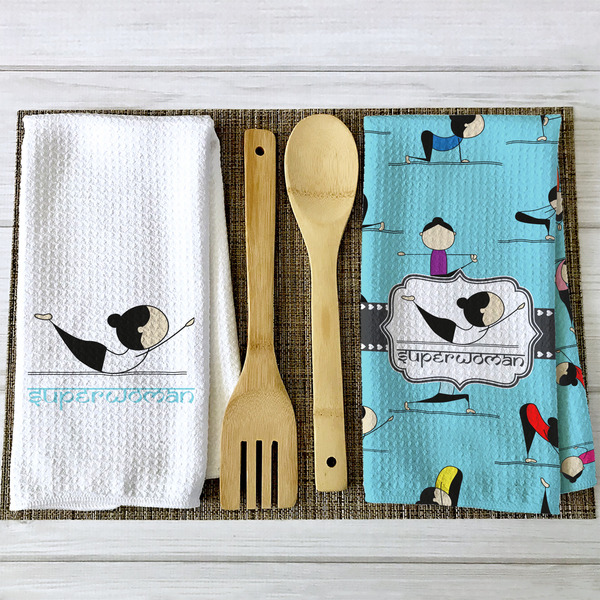 Yoga Poses Waffle Weave Towels - 2 Print Styles