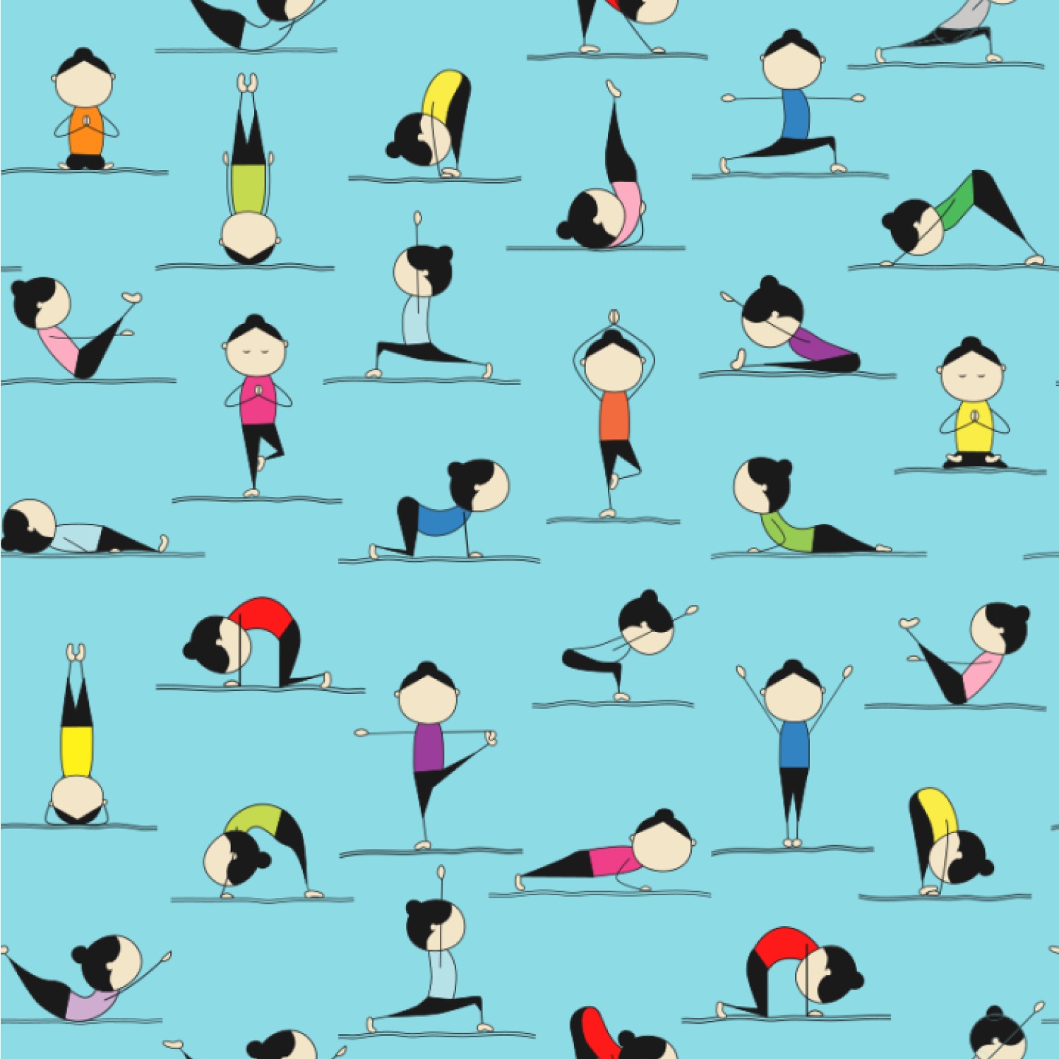 Yoga Poses Wallpaper & Surface Covering - YouCustomizeIt Yoga Poses Wallpaper & Surface Covering - YouCustomizeIt