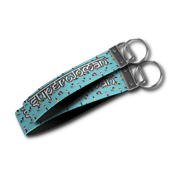 Yoga Poses Webbing Keychain FOBs - Size Comparison