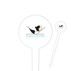 Yoga Poses 4" Round Plastic Food Picks - White - Single Sided (Personalized)