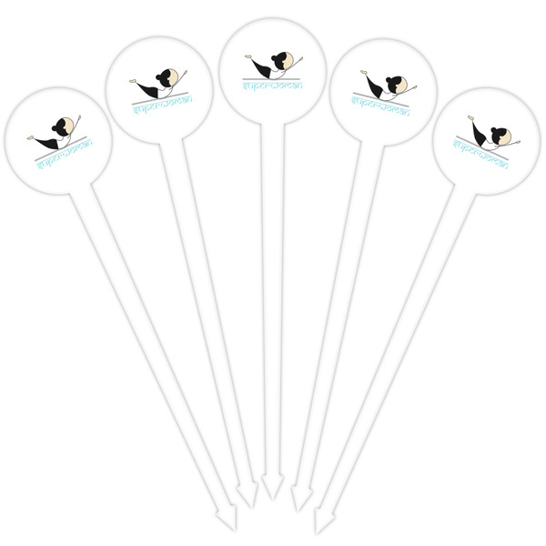 Yoga Poses White Plastic 4" Food Pick - Round - Fan View