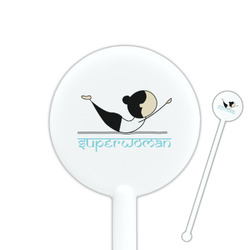 Yoga Poses 5.5" Round Plastic Stir Sticks - White - Single Sided (Personalized)