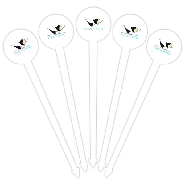 Yoga Poses White Plastic 6" Food Pick - Round - Fan View