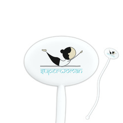 Yoga Poses 7" Oval Plastic Stir Sticks - White - Double Sided (Personalized)