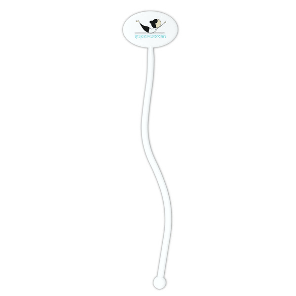 Yoga Poses White Plastic 7" Stir Stick - Oval - Single Stick