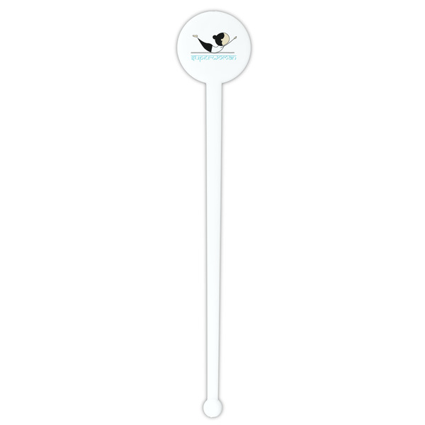 Yoga Poses White Plastic 7" Stir Stick - Round - Single Stick