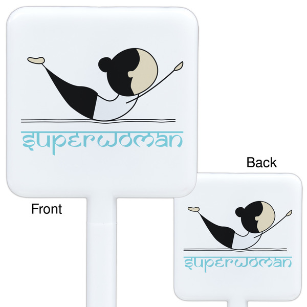 Yoga Poses White Plastic Stir Stick - Double Sided - Approval