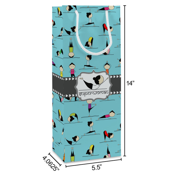 Yoga Poses Wine Gift Bag - Dimensions