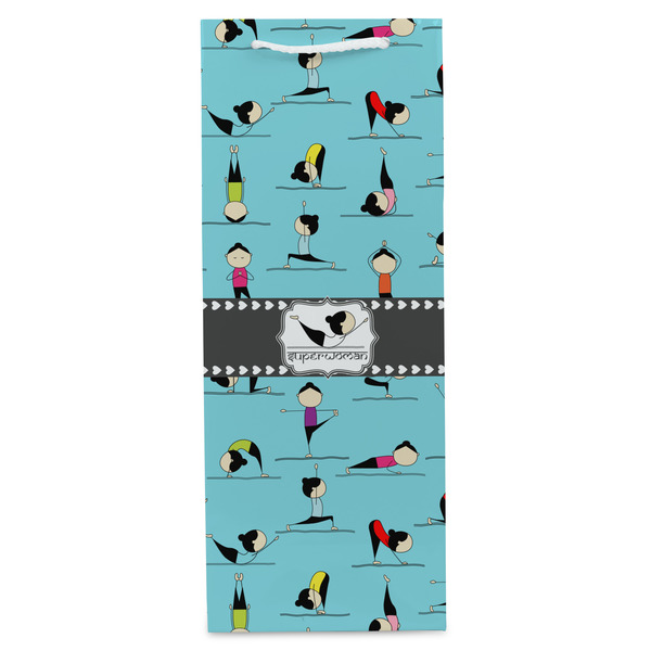 Yoga Poses Wine Gift Bag - Gloss - Front