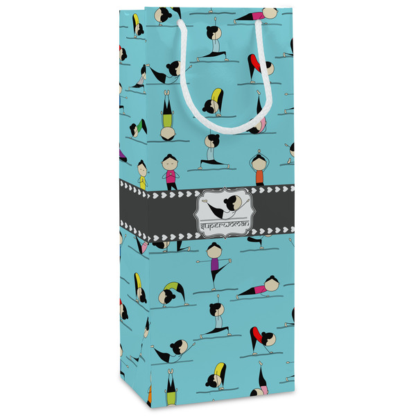 Custom Yoga Poses Wine Gift Bags - Gloss (Personalized)