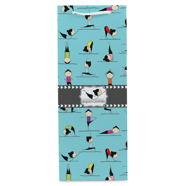 Yoga Poses Wine Gift Bag - Matte - Front