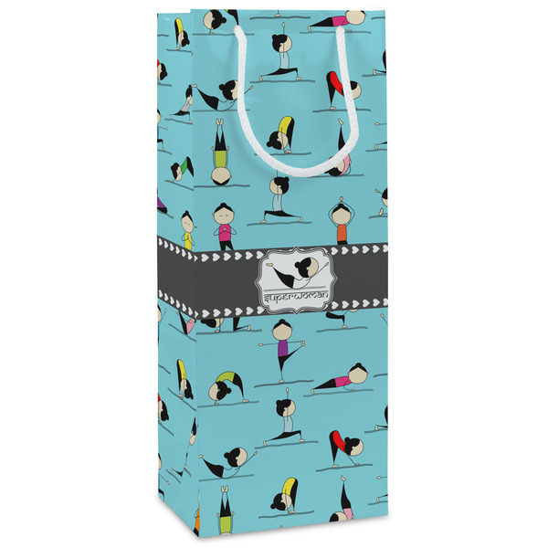 Custom Yoga Poses Wine Gift Bags - Matte (Personalized)