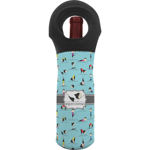 Custom Yoga Poses Wine Tote Bag (Personalized)